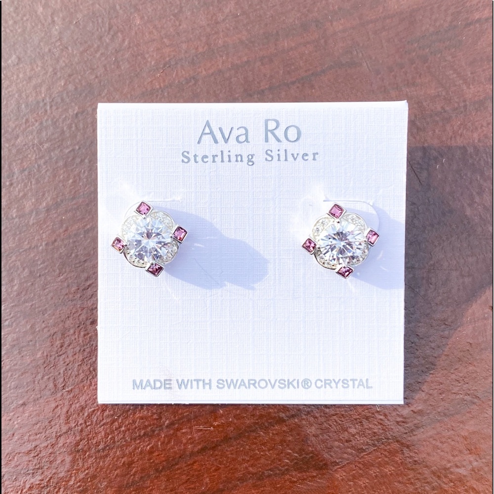 Ava Ro Sterling Silver Crystal Stud Earrings